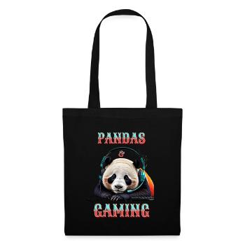 Pandas und Gaming - Stoffbeutel - Schwarz - Vorne