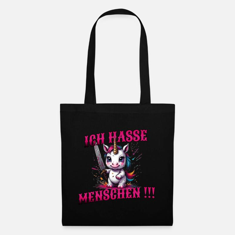 Böses Einhorn, lustiger Spruch - Stoffbeutel - Schwarz