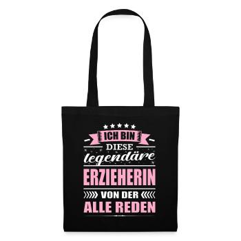 Ich Bin Diese Legendäre Erzieherin Kita - Stoffbeutel - Schwarz - Vorne