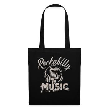 Rockabilly Music Old School Mikrofon Vintage Retro - Stoffbeutel - Schwarz - Vorne