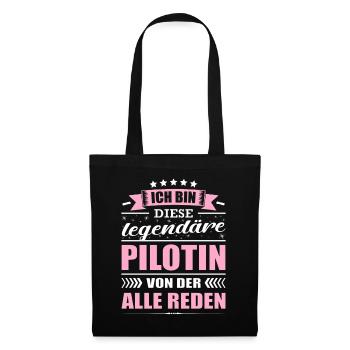Ich Bin Diese Legendäre Pilotin Flugzeug - Stoffbeutel - Schwarz - Vorne