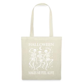 Lustiges Halloween tanzende Skelette Wortspiel Kostüm - Stoffbeutel - Natur - Vorne