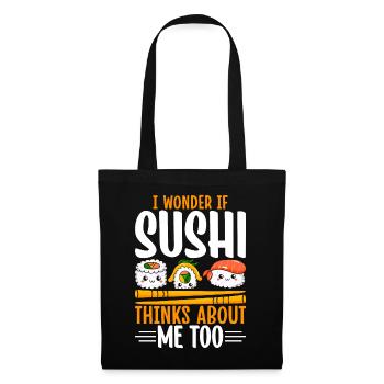 Je me demande si Sushi ne pense pas à moi trop drôle Sushi - Sac en tissu - noir - Devant