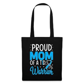 Stolze Mutter Einer T1D Warrior Blue Ribbon Diabetes - Stoffbeutel - Schwarz - Vorne