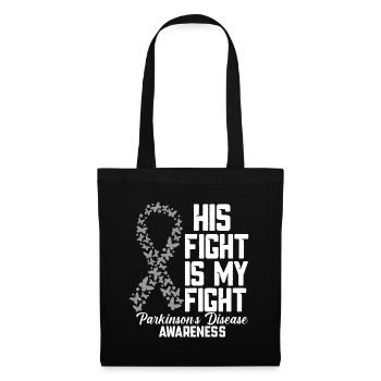 Son combat est mon combat Ruban d’argent gris - Sac en tissu - noir - Devant