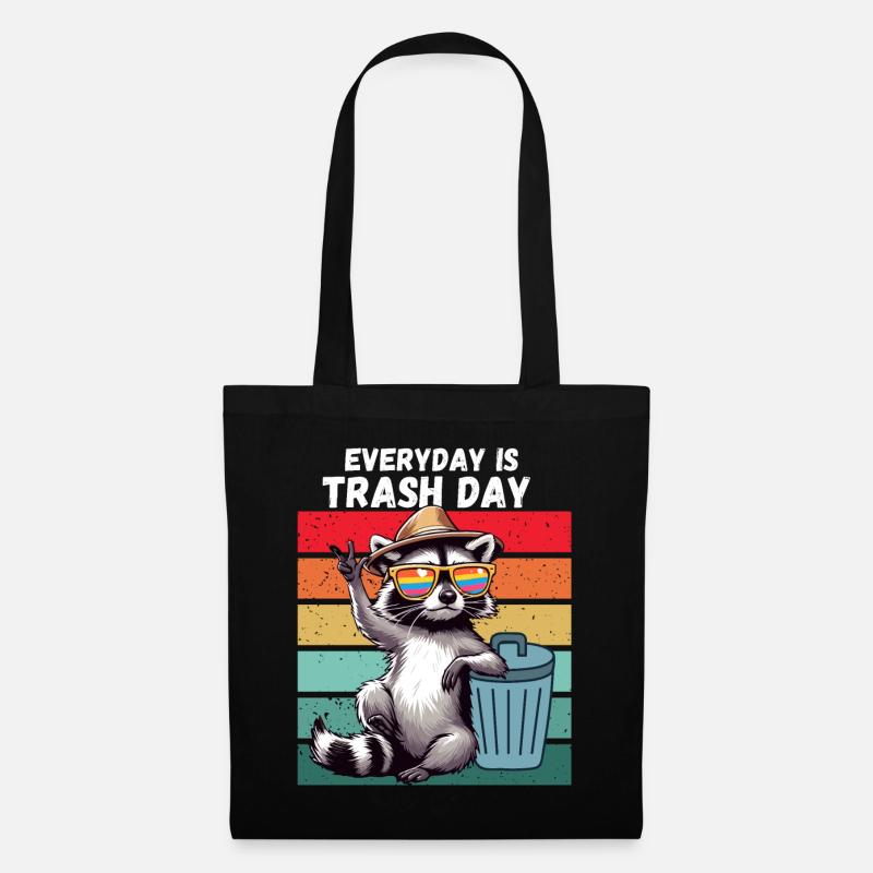 Waschbär Every Day is Trash Day Retro Klima Lustig - Stoffbeutel - Schwarz