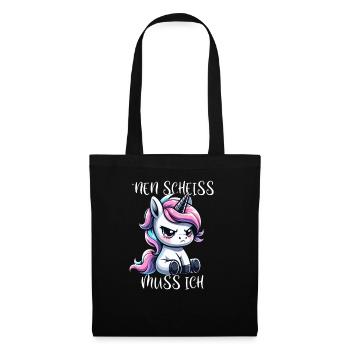 Nen Scheiss Muss ich Freches Einhorn - Stoffbeutel - Schwarz - Vorne