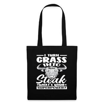 Ich Verwandle Gras In Steak Superkraft Highland - Stoffbeutel - Schwarz - Vorne