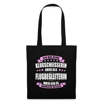 Ich Bin Keine Klugscheisserin Flugbegleiterin - Stoffbeutel - Schwarz - Vorne