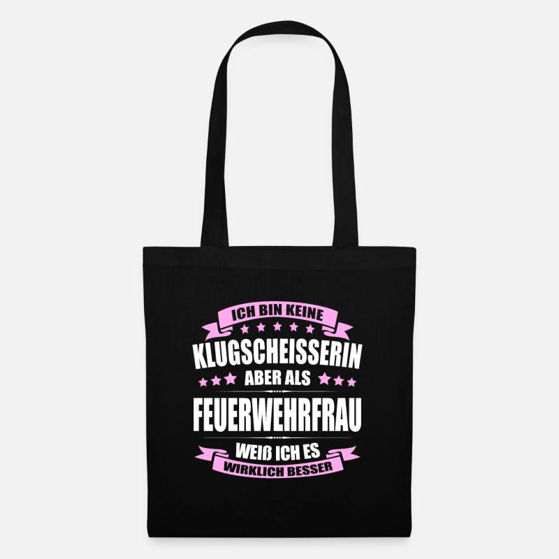 Ich Bin Keine Klugscheisserin Feuerwehrfrau - Stoffbeutel - Schwarz