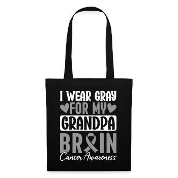 Je porte du gris pour mon grand-père Gris ruban cerveau - Sac en tissu - noir - Devant