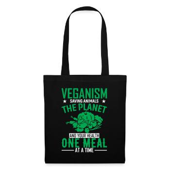 Veganismus: Rettung von Tieren, dem Planeten und deiner Gesundheit - Stoffbeutel - Schwarz - Vorne