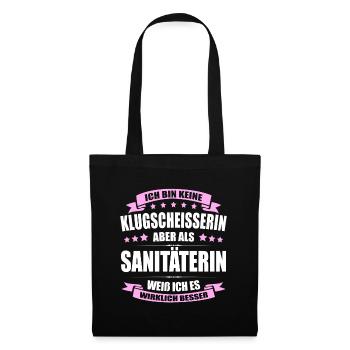 Ich Bin Keine Klugscheisserin Sanitäterin Sani - Stoffbeutel - Schwarz - Vorne