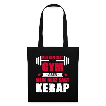 Mein Kopf Sagt Gym Mein Herz Sagt Kebap Cheatday - Stoffbeutel - Schwarz - Vorne