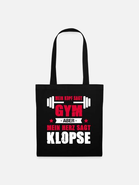 Mein Kopf Sagt Gym Mein Herz Sagt Klopse Cheatday - Stoffbeutel - Schwarz