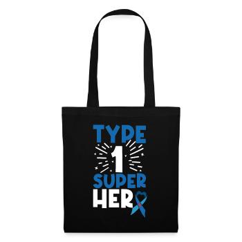 Typ 1 Diabetes Bewusstsein Bauchspeicheldrüse Insulin Blau - Stoffbeutel - Schwarz - Vorne