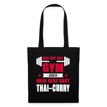 Mein Kopf Sagt Gym Aber Mein Herz Sagt Thai-Curry - Stoffbeutel - Schwarz - Vorne