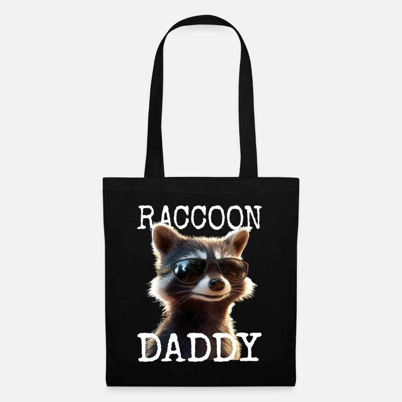 Raccoon Daddy Waschbär Vatertag Waschbären Dad - Stoffbeutel - Schwarz