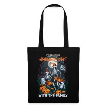 Skelett Familie Süßes oder Saures Halloween T-Shirt - Stoffbeutel - Schwarz - Vorne
