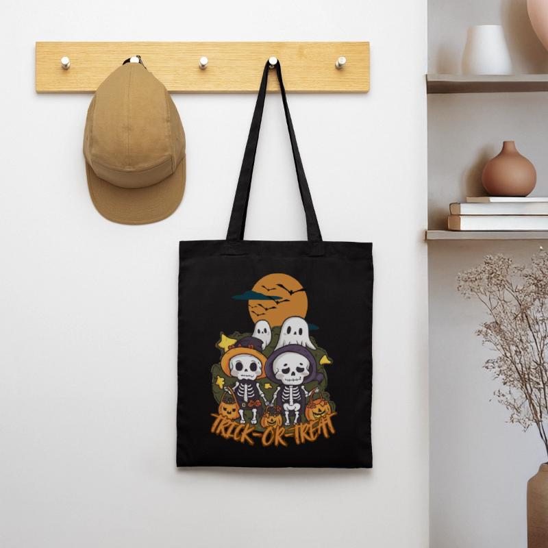 Süßes oder Saures Süßes oder Saures Unisex Kinder T-Shirt mit süßen Skeletten Stoffbeutel