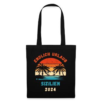 Sizilien Italien Urlaub 2024 Sicilia Idee - Stoffbeutel - Schwarz - Vorne