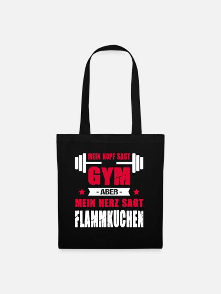 Mein Kopf Sagt Gym Aber Mein Herz Sagt Flammkuchen - Stoffbeutel - Schwarz