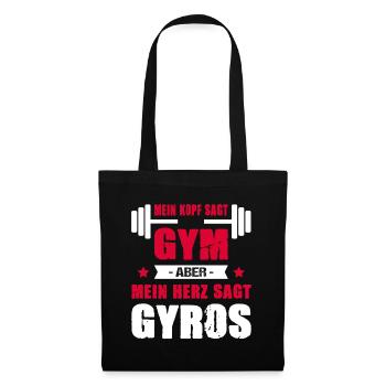 Mein Kopf Sagt Gym Mein Herz Sagt Gyros Cheatday - Stoffbeutel - Schwarz - Vorne