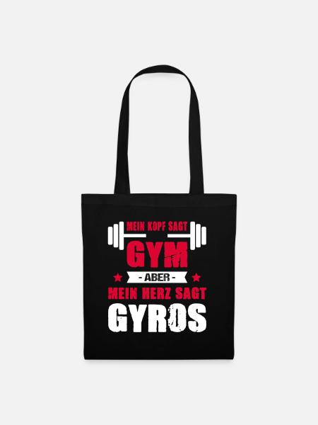 Mein Kopf Sagt Gym Mein Herz Sagt Gyros Cheatday - Stoffbeutel - Schwarz