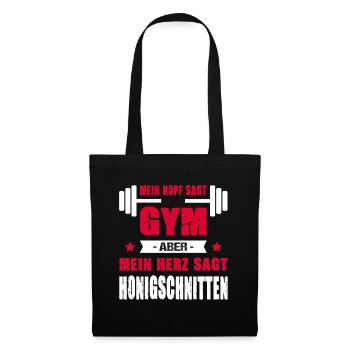 Kopf Sagt Gym Aber Mein Herz Sagt Honigschnitten - Stoffbeutel - Schwarz - Vorne