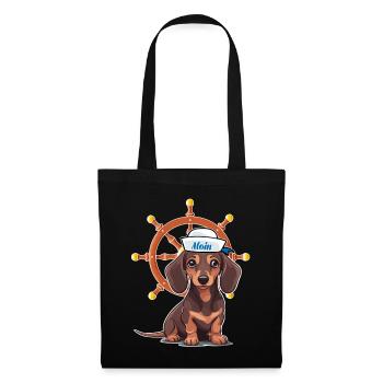 maritime, volant, barreur, teckel, marin, enfant - Sac en tissu - noir - Devant