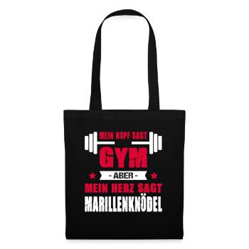 Kopf Sagt Gym Aber Mein Herz Sagt Marillenknödel - Stoffbeutel - Schwarz - Vorne