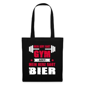 Mein Kopf Sagt Gym Mein Herz Sagt Bier Cheatday - Stoffbeutel - Schwarz - Vorne