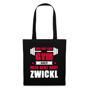 Mein Kopf Sagt Gym Aber Mein Herz Sagt Zwickl Bier - Stoffbeutel - Schwarz - Vorne