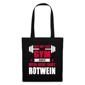 Mein Kopf Sagt Gym Mein Herz Sagt Rotwein Cheatday - Stoffbeutel - Schwarz - Vorne