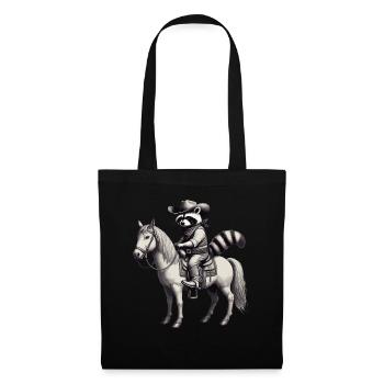 Raton laveur, Cow-boy, Western, Pays, Cheval - Sac en tissu - noir - Devant