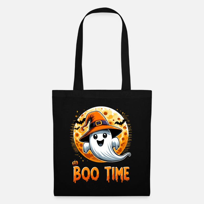 Halloween Geist Gespenst Boo Time Hexenhut Lustig - Stoffbeutel - Schwarz