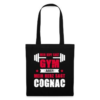 Mein Kopf Sagt Gym Mein Herz Sagt Cognac Cheatday - Stoffbeutel - Schwarz - Vorne
