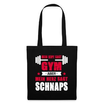 Mein Kopf Sagt Gym Mein Herz Sagt Schnaps Cheatday - Stoffbeutel - Schwarz - Vorne