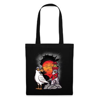 Funny Seagull Lighthouse Sailor Maritime Kids Lake - Tote Bag - black - Front
