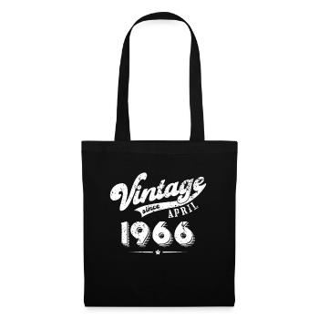 Vintage since April 1966 Geburtstag Geschenk - Stoffbeutel - Schwarz - Vorne