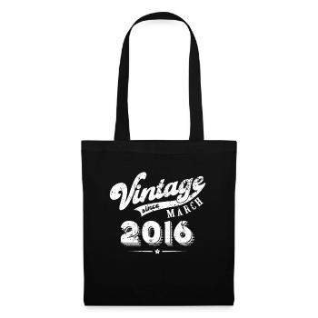 Vintage since March 2016 Geburtstag Geschenk - Stoffbeutel - Schwarz - Vorne