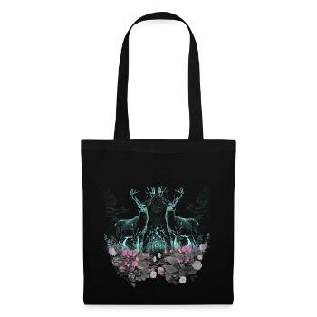 Deer Deer Wild Flowers Nature Forest Animals Roebuck - Tote Bag - black - Front