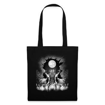 Full Moon Deer Deer Nature Forest Animals Mystical - Tote Bag - black - Front