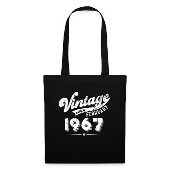 Vintage since February 1967 Geburtstag Geschenk - Stoffbeutel - Schwarz - Vorne