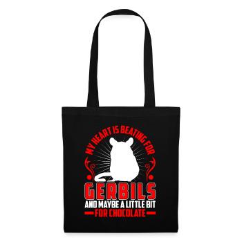 Mon cœur bat pour la gerbille rongeur Gerbille - Sac en tissu - noir - Devant