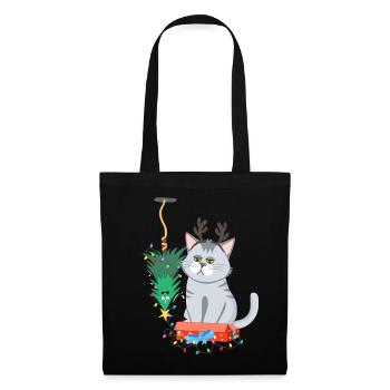 Cat and Christmas Tree Anti Christmas - Tote Bag - black - Front