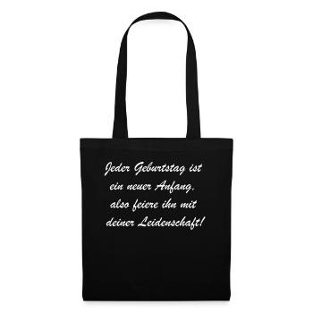 Lebenslustiges Geschenk zum Geburtstag - Stoffbeutel - Schwarz - Vorne