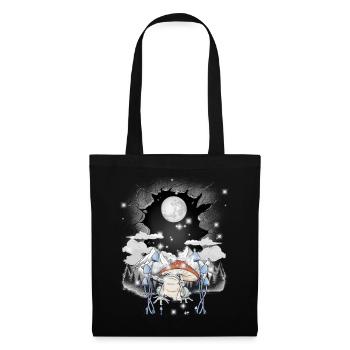 Frog Frogs Moon Nature Mushrooms Autumn Mountain - Tote Bag - black - Front