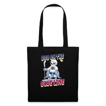 Hockey sur glace d’Halloween Boo sur la ligne bleue - Sac en tissu - noir - Devant
