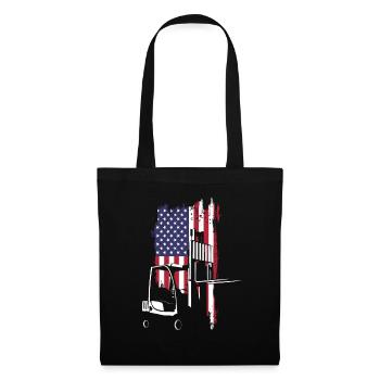Gabelstapler Fahrer USA Flagge - Stoffbeutel - Schwarz - Vorne